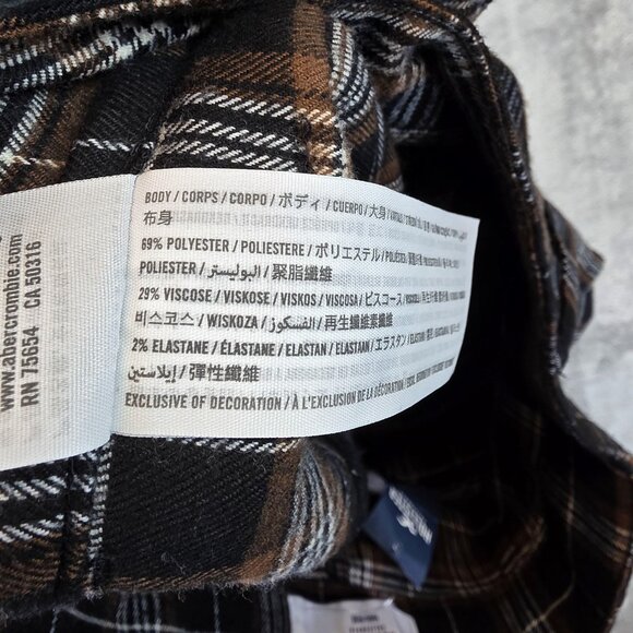 Hollister Pants Womens 7 Long Brown Black Plaid High-Rise Straight W28 Stretch - Picture 11 of 12